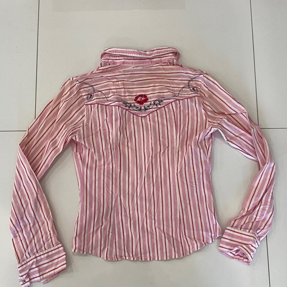Authentic Y2K Abercrombie and Fitch Western Striped Pink Button Down - Picture 4 of 5